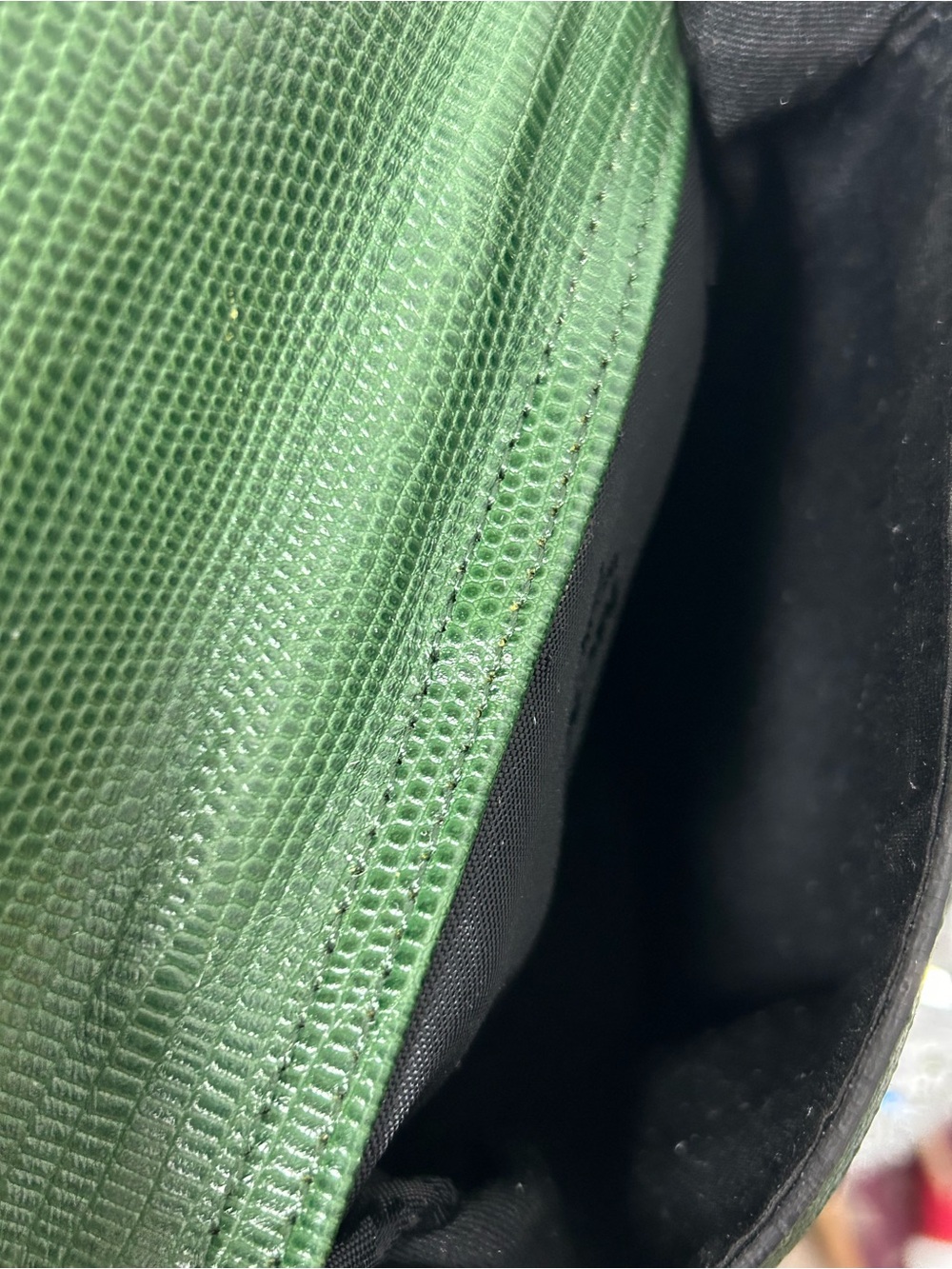 NUTS - MCM  Nylon Tote w/Green Leather Trim & Silver Plaque 14 x 10 x 5 w/COA - Picture 17 of 17